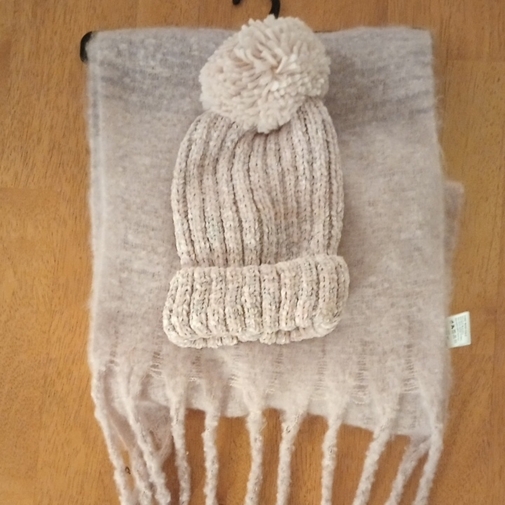 Cozy Pink Knit Hat and Scarf Set